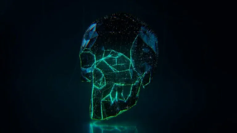 A glowing object with a black background