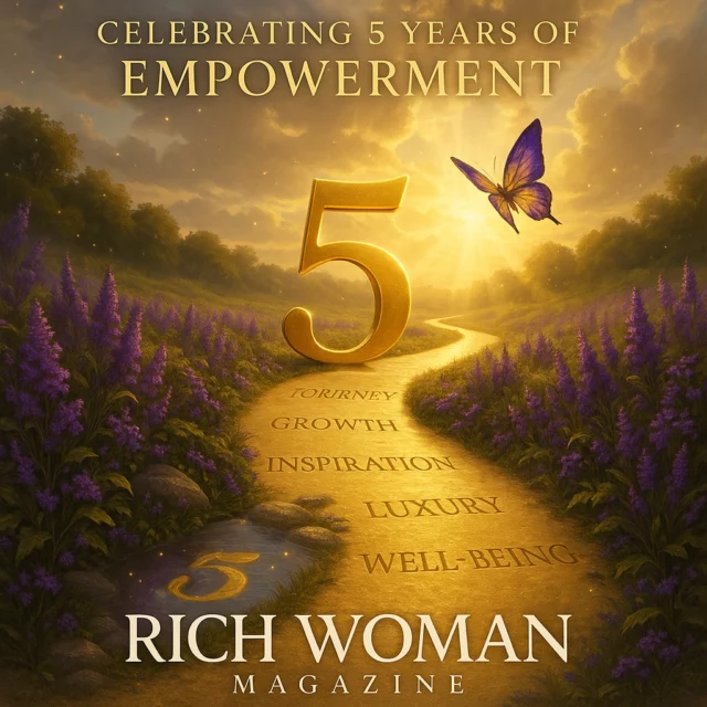 CELEBRATING 5 MAGNIFICENT YEARS OF RICH WOMAN MAGAZINE!What began as a vision to empower and inspire women globally has blossomed into a cherished companion for countless women on their journey to personal and professional fulfilment.For five years, we've been honoured to share your stories, celebrate your achievements, and provide the knowledge, insights and motivation that you need to lead fulfilling, successful lives.From our weekly Rich Monday Paper exploring courage and resilience, to our Women of Influence features and must-read interviews—each piece has been crafted with you in mind, embodying our commitment to empowerment, inspiration and inclusivity.To our incredible community of readers, contributors, patrons and supporters—thank you for allowing us to be part of your journey. Your stories have been both heard and celebrated, and they continue to inspire us every day.Here's to five extraordinary years, and to many more of growing, thriving, and shining together. The best is yet to come!With gratitude and grace,
The Rich Woman Magazine Team#5YearsOfEmpowerment #RichWomanMagazine #WomenOfInfluence #Celebration